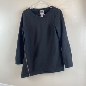 PRAIRIE UNDERGROUND Women's M Black Long Sweater Asymetrical Side Zip Lagenlook